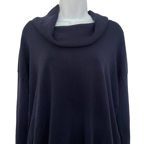 89th & Madison Blue & Gray Accented Cowl Neck High-Low Sweater - Size Medium - Picture 3 of 7